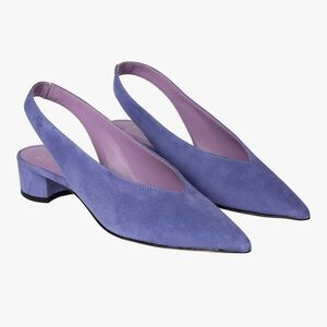 Paul Smith Enid Purple Suede Slingback Heels Pointed Toe Block Heel NWT 40